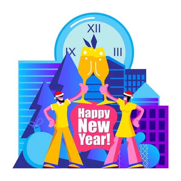 2020 Happy New Year trendy and minimalistic card or background. — Stock Vector
