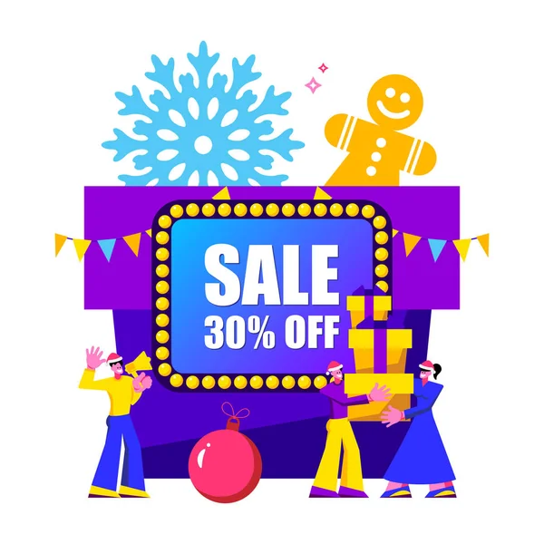 2020 Happy New Year Sale ve Merry Christmas kartı. — Stok Vektör