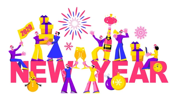 2020 Happy New Year trendy ve minimalist kart veya arka plan.