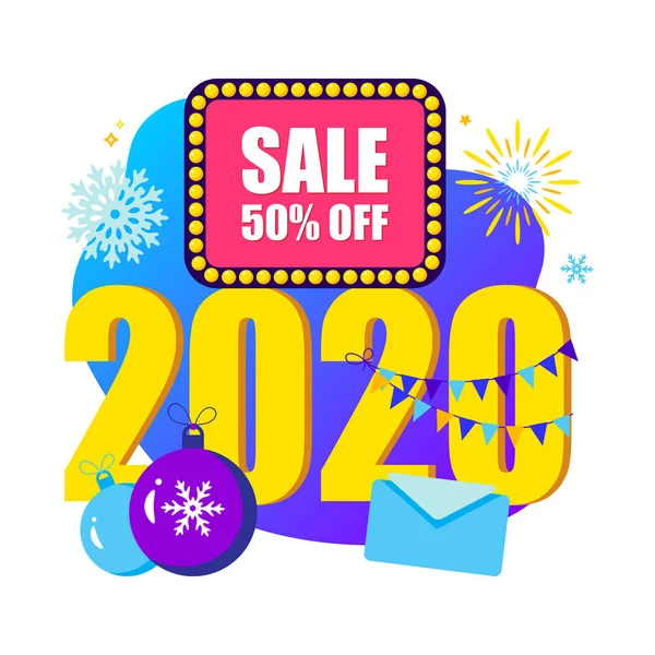 2020 Happy New Year Sale and  Merry Christmas card. — Stock Vector