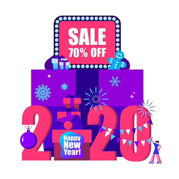 2020 Feliz año nuevo venta y feliz tarjeta de Navidad . — Archivo Imágenes Vectoriales