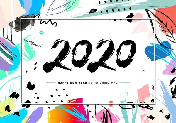 Feliz Navidad 2020 y feliz año nuevo tarjeta o fondo . — Vector de stock