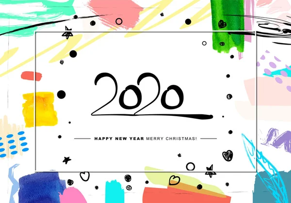 2020 Wesołych Świąt i Szczęśliwego Nowego Roku lub tła. — Wektor stockowy