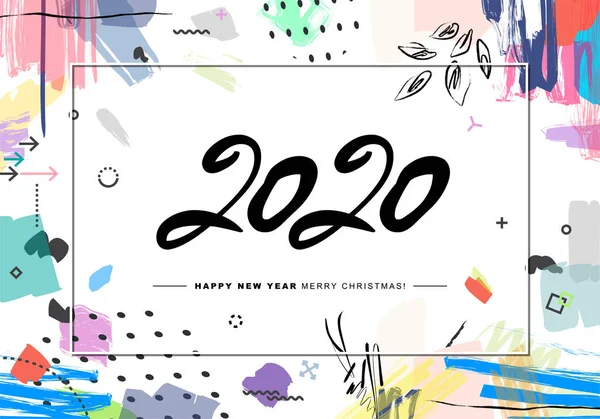 Feliz Navidad 2020 y feliz año nuevo tarjeta o fondo . — Archivo Imágenes Vectoriales