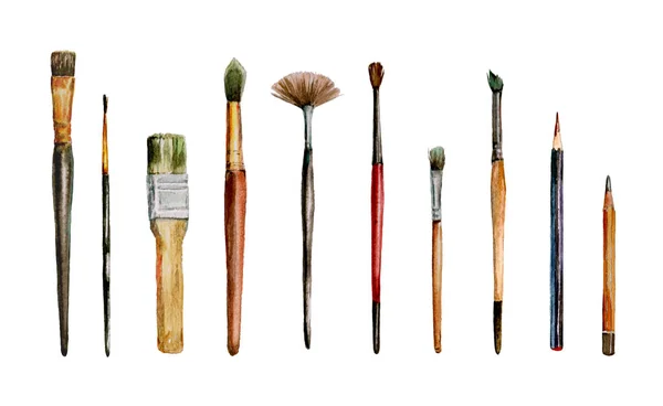 Brushes Pencils Watercolor Sketching — Stock Photo, Image