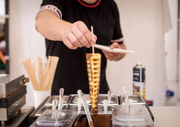 甜华夫饼与果酱 — 图库照片