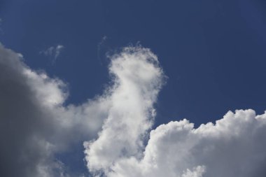 Mavi gökyüzünde beyaz kabarık bulutlar