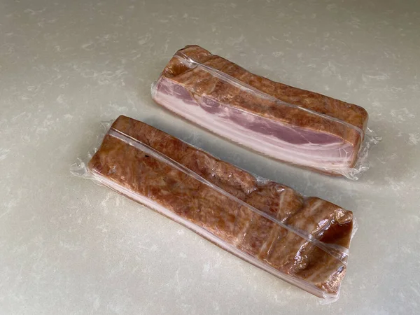 トップビューソテー豚肉 豚ベーコン — ストック写真