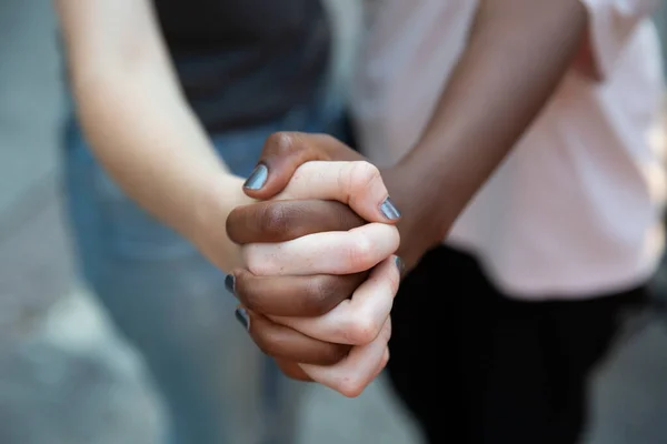 Close Black White Woman Hand Selective Focus — Stock Photo, Image