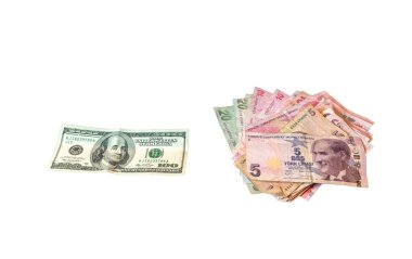 Tahta masada 100 Dolar ve Türk Parası