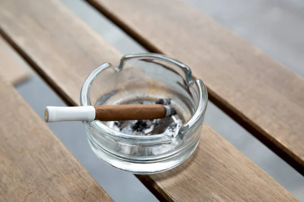 Close Cigarette Wooden Table — Stock Photo, Image