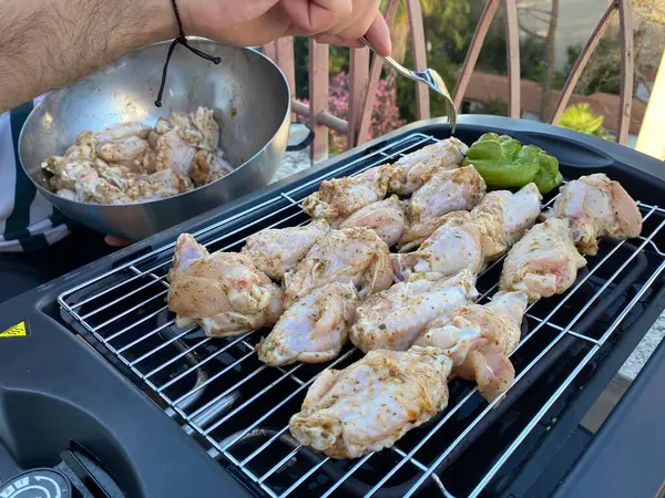 Cerca Pollo Parrilla Focu Selectivo —  Fotos de Stock