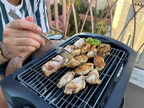 Cerca Pollo Parrilla Focu Selectivo —  Fotos de Stock