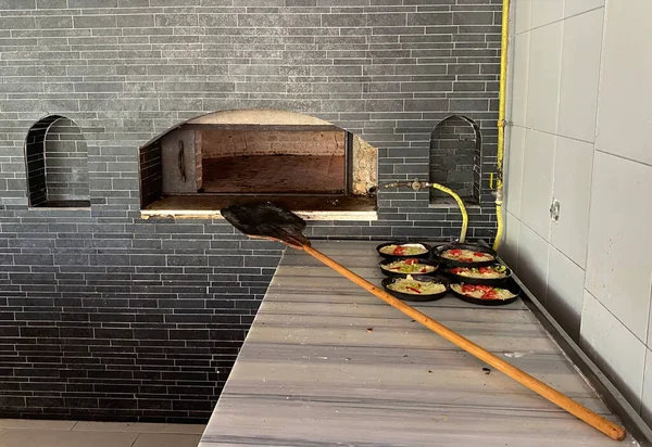 Ön manzara pizza fırını arka planı 