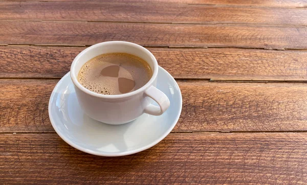 Top View Coffee Wooden Table — Stock Photo, Image