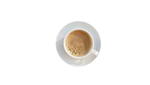 Ovanifrån Kaffekopp Isolerade Vit Bakgrund — Stockfoto