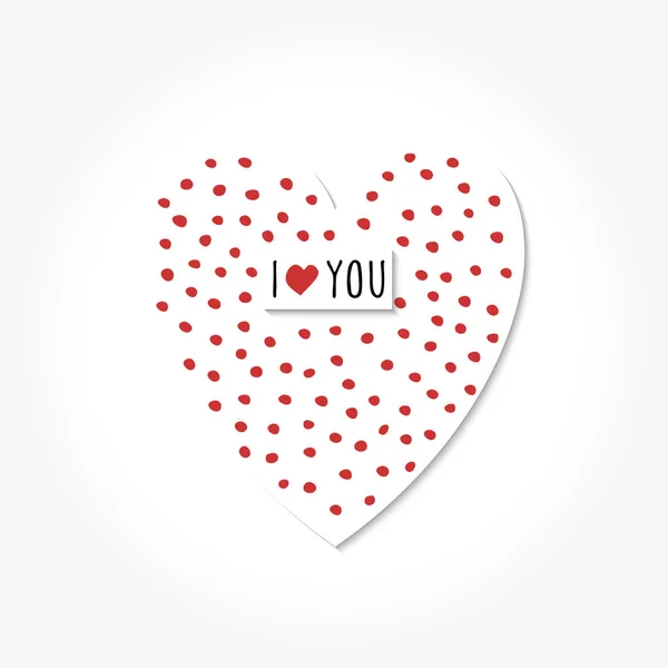 Simple Valentine Day Cards Heart Dots Inscription Love You — Stock Vector