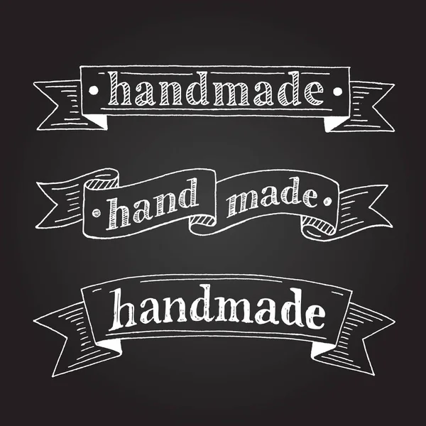 Set Handmade Labels Chalkboard — Stock Vector