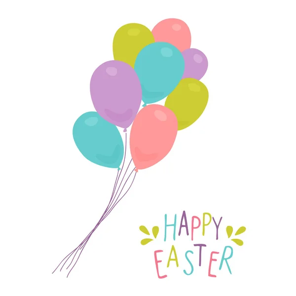 Mutlu Paskalyalar Tebrik Kartı Renkli Balonlar Vektör Çizim — Stok Vektör