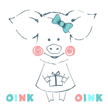 Tatlı domuz. vektör illüstrasyonu.