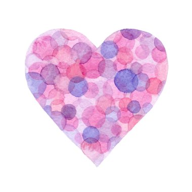 Beyaz zemin üzerine suluboya kalp illüstrasyon.