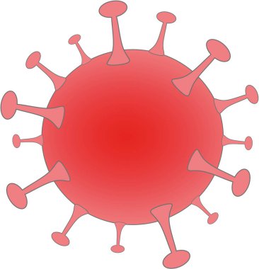 Kırmızı basit virüs ncov, coronavirüs, covid 19, sarar ve diğer viral enfeksiyonlar, tedavi ve eğitim tanımı için resim çizimi simgesi