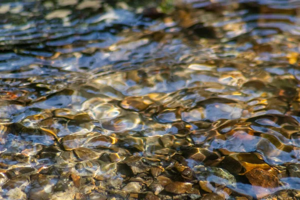 Pietre Acqua Frizzante Con Riflessi Soleggiati Acqua Torrente Cristallino Come — Foto Stock