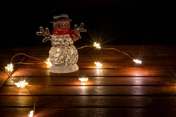 Luzes Natal Espumantes Como Decoração Iluminada Para Humor Festivo Mesa — Fotografia de Stock