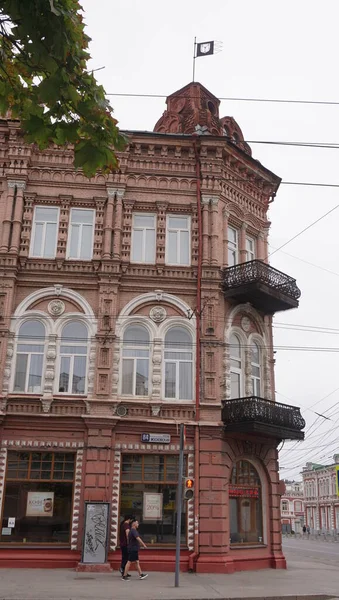 Plats Ryssland Saratov Stad Med Fantastisk Antik Arkitektur Gamla Tegelbyggnader — Stockfoto