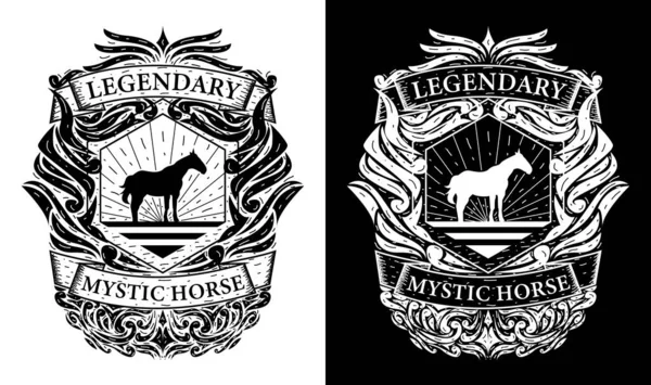 Horse Vintage Retro Badge Label Emblem Logo Design Inspiration — Stock Vector