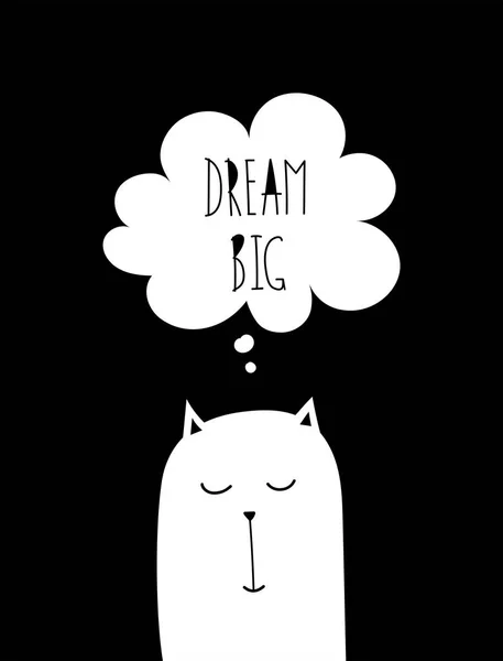 Cute poster cat Dream big – Stock-vektor