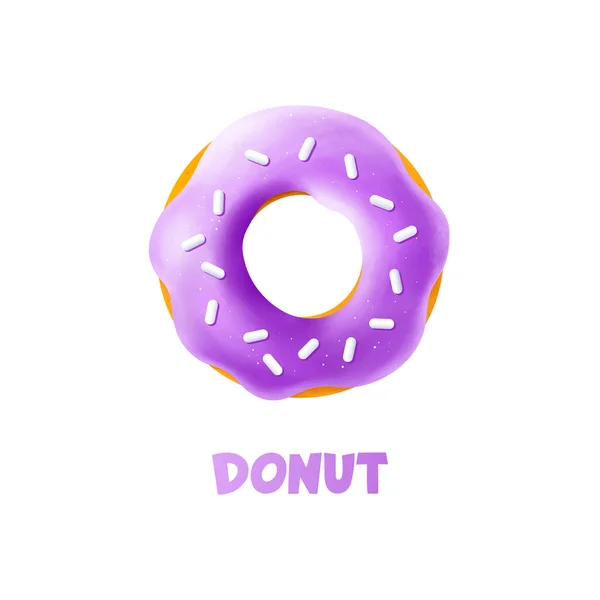 Realistische 3D-Darstellung violett Donut. Vektor-Illustration isoliert auf weißem Hintergrund. — Stockvektor