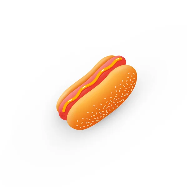 Realistische 3D-Darstellung Hot Dog. Vektor-Illustration isoliert auf weißem Hintergrund. — Stockvektor