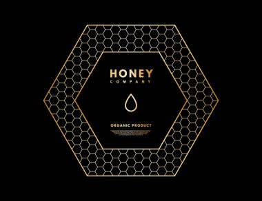 Çerçeve altıgeninde bal damlası olan bal logosu.