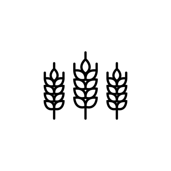 Пшеничні вуха лінійний значок для бізнесу, сільського господарства, пива, хлібопекарні, без глютену . — стоковий вектор