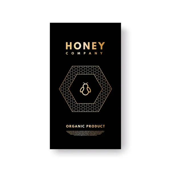 Векторная история в социальных сетях золотая градиентная медовая пчела. Дизайн искушает, фон, баннер, бланк, плакат, реклама . — стоковый вектор