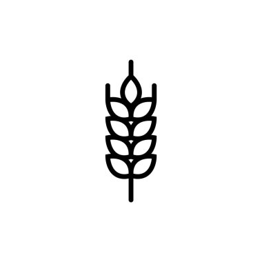 İş, tarım, bira, fırın ve glütensiz için vektör logosu simgesi. Siyah Çizgi illüstrasyonu beyaz arkaplanda izole edildi.