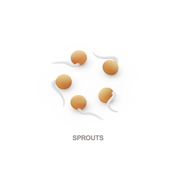 Lentilhas vermelhas realistas brotam para uma alimentação saudável. Ilustração vetorial isolada sobre fundo branco . — Vetor de Stock