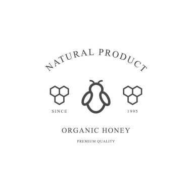 Beyaz arkaplanda izole edilmiş bal vektörü simgesi. Bal arısı ve bal peteği.