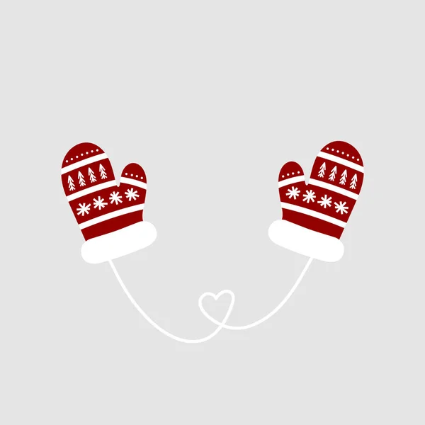 Κόκκινα χριστουγεννιάτικα γάντια απομονωμένα σε γκρι φόντο. — Διανυσματικό Αρχείο