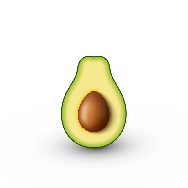 Realistische avocado voor gezond eten. Halve avocado met pit. Vector 3D illustratie. — Stockvector