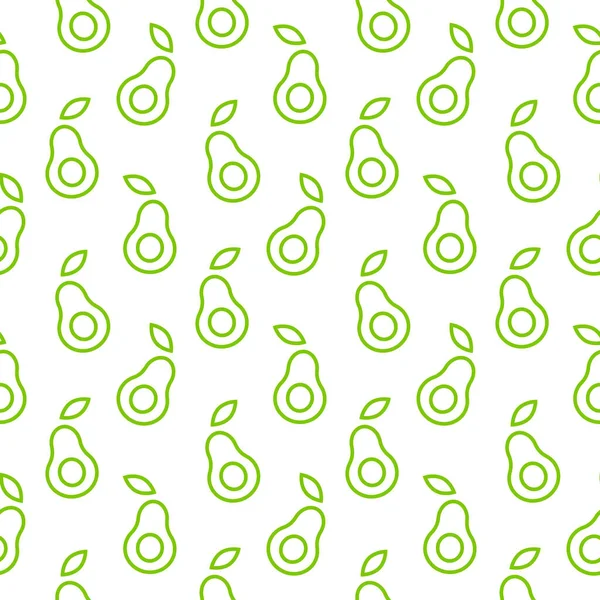 Bezproblémový vzor zelené čáry Avocado izolován. Vektorová ilustrace na bílém pozadí. — Stockový vektor