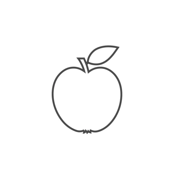 Линия яблоко с листом. Растровая иллюстрация на белом фоне. — стоковое фото