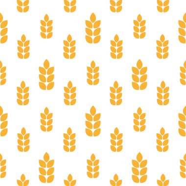 Turuncu buğday kulaklarının kusursuz deseni. Vektör illüstrasyonu beyaz arkaplanda izole edildi.