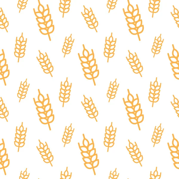 Бесшовный рисунок оранжевых пшеничных ушей. Растровая иллюстрация на белом фоне. — стоковое фото