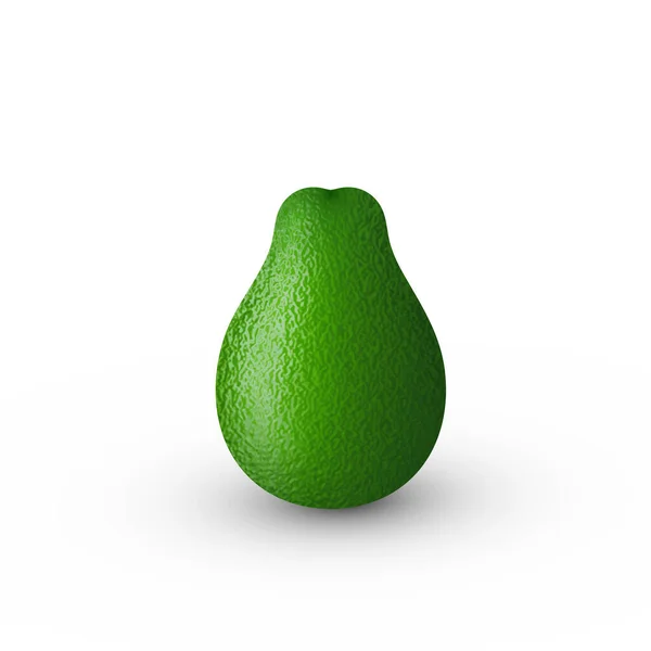 Настоящий зелёный авокадо. Растровая 3D иллюстрация на белом фоне. — стоковое фото