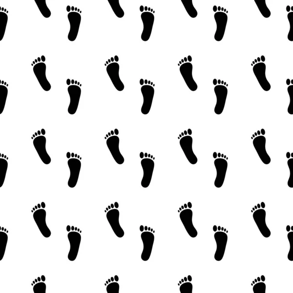 Seamless pattern of human footprint. Raster illustration on white background.