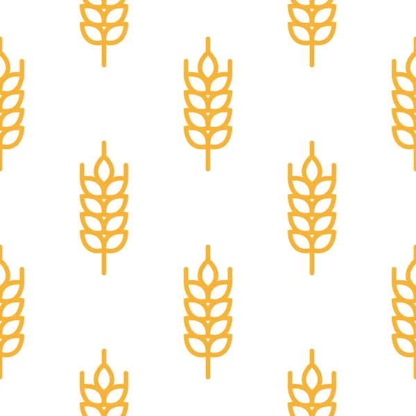 Безшовний візерунок помаранчевої лінії пшеничних вух. Растрова ілюстрація на білому тлі . — стокове фото