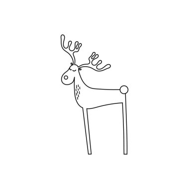 Deer isolated on white background. Vector black line illustration. vector