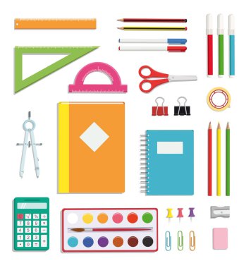 İzole elemanları ile okul malzemeleri kümesine geri 